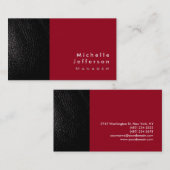 トレンディースタイリッシュレザーカーミンレッドビジネスカード 名刺 (正面/裏面)