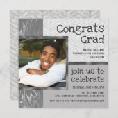 トレンディースタイリッシュ写真テンプレート卒業党 招待状 (正面/裏面)