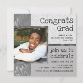 トレンディースタイリッシュ写真テンプレート卒業党 招待状 (正面)