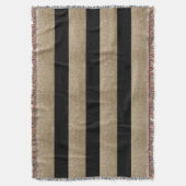 トレンディースタイリッシュ幾何学的ブラックと金ゴールドストライプ スローブランケット (正面縦)