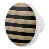 トレンディースタイリッシュ幾何学的ブラックと金ゴールドストライプ セラミックノブ (右)