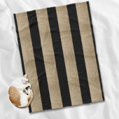 トレンディースタイリッシュ幾何学的ブラックと金ゴールドストライプ フリースブランケット