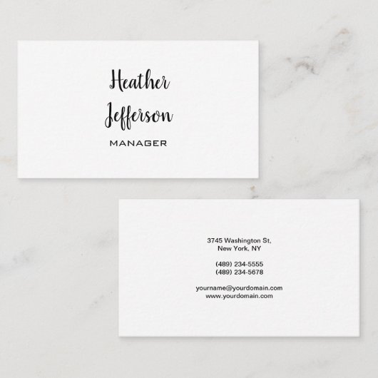 トレンディースタイリッシュ手書きプロフェッショナルプレーン 名刺 (正面/裏面)