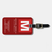 トレンディースタイリッシュ暗赤色モノグラムクラシカル ラゲッジタグ (正面横)