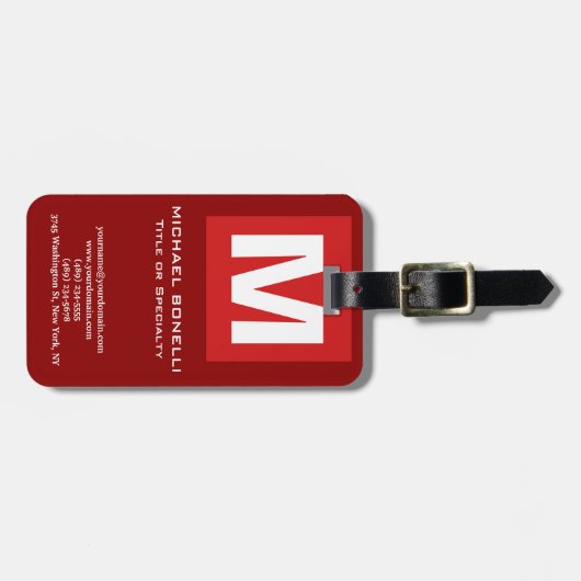 トレンディースタイリッシュ暗赤色モノグラムクラシカル ラゲッジタグ (正面横)