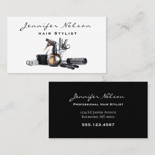 トレンディースタイリッシュ美容師サロンツール美しい 名刺 (正面/裏面)