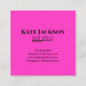 トレンディースタイリッシュ美容師ブラック&ピンク スクエア名刺 (裏面)