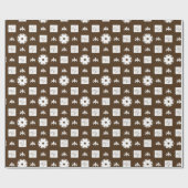 トレンディースタイリッシュ茶色と白のパタ市松模様にーン ラッピングペーパー (フラット)