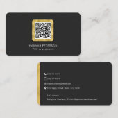 トレンディースタイリッシュ金ゴールドネットモダンワーキングQRコード 名刺 (正面/裏面)