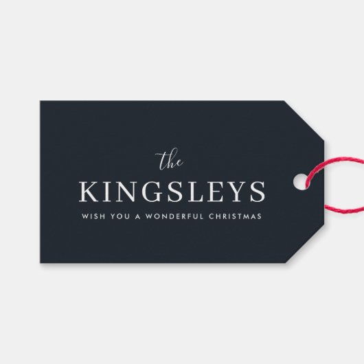トレンディースタイリッシュ黒モダンはっきりした文字名 ギフトタグ (正面(横))