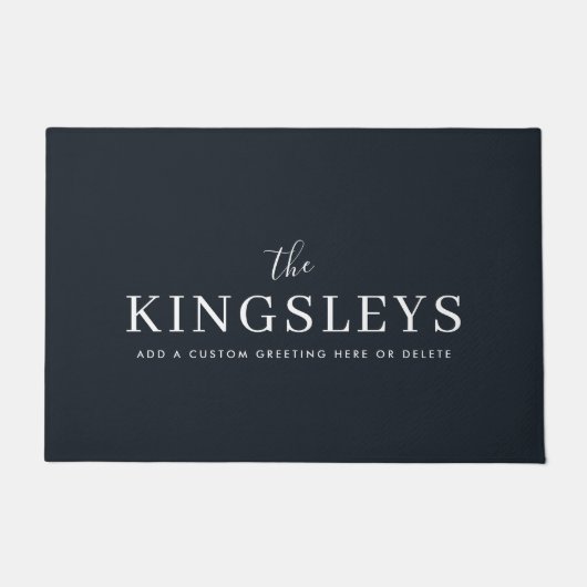 トレンディースタイリッシュ黒モダンはっきりした文字名 ドアマット (正面)