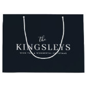 トレンディースタイリッシュ黒モダンはっきりした文字名 ラージペーパーバッグ (正面)