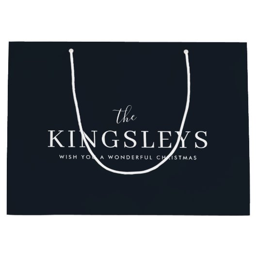 トレンディースタイリッシュ黒モダンはっきりした文字名 ラージペーパーバッグ (正面)