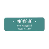 トレンディースタイリッシュ |ティール（緑がかった色）差出人住所 ラベル (正面)