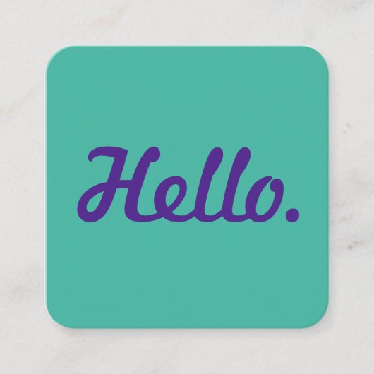 トレンディースタイリッシュHello Blue & Purpleスクリプカジュアルト スクエア名刺 (正面)