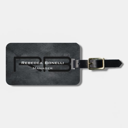 トレンディースタイルグレーモノグラムミニマリストプレーンシンプル ラゲッジタグ (正面横)