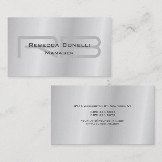 トレンディースタイルグレーモノグラムミニマリストプレーンシンプル 名刺 (正面/裏面)