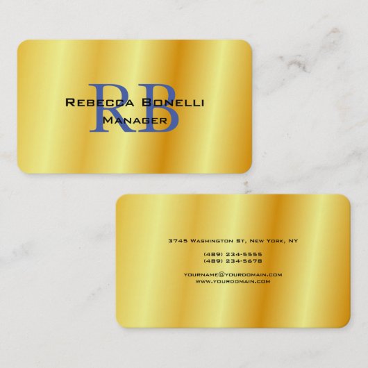 トレンディースタイルモノグラムミニマリストプレーン金ゴールドカラー 名刺 (正面/裏面)