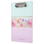 トレンディーストライプの、水彩花パーソナライズされた- クリップボード (左)