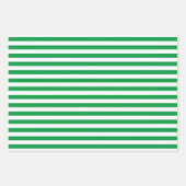 トレンディーストライプクリスマス赤緑白無地の色 ラッピングペーパーシート (正面2)