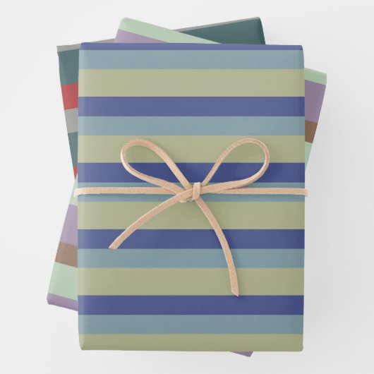 トレンディーストライプパレットのミュートのパターン ラッピングペーパーシート (インサイチュ)