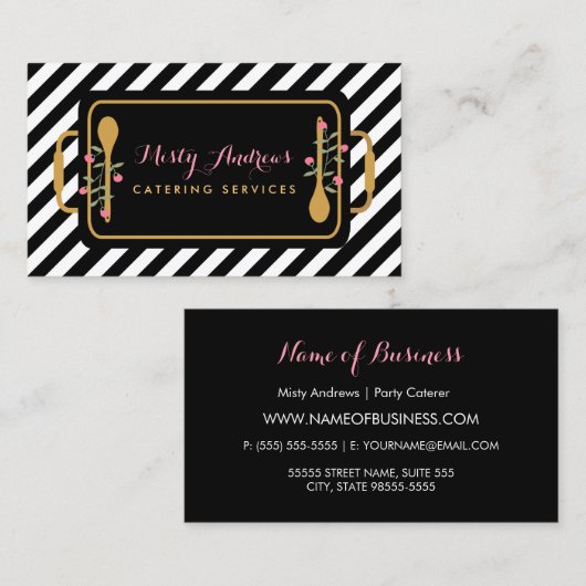 トレンディーストライプパーティーカテラーフローラトレイ 名刺 (正面/裏面)