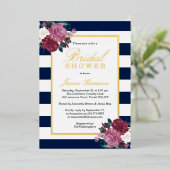 トレンディーストライプフローラブライダルシャワー実在 箔招待状 (立ち正面)