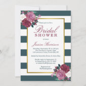 トレンディーストライプフローラブライダルシャワー 招待状 (正面)