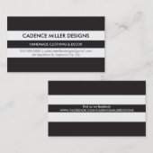 トレンディーストライプワイドモダンミニマルはっきりしたブラック 名刺 (正面/裏面)