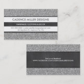 トレンディーストライプ銀ミニマルグリッター灰色 名刺 (正面/裏面)