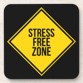 トレンディーストレスフリーゾーン引用文イエローブラック コースター (正面)