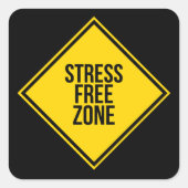 トレンディーストレスフリーゾーン引用文イエローブラック スクエアシール (正面)