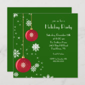 トレンディースノーフレークオーナメントホリデーパーティ招待状 招待状 (正面/裏面)
