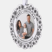 トレンディースノーフレーク白黒メリークリスマス オーナメントカード (左)