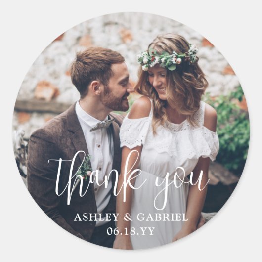 トレンディースモダンクリプトと写真結婚の感謝 ラウンドシール (正面)