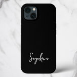 トレンディースモダンクリプトカスタムシグネチャー名ブラック iPhone 13ケース<br><div class="desc">フレッシュでスタイリッシュ、このトレンディーシグネチャースクリプトデザインは、ミニマルな黒と白のスタイリッシュあなたの名前をカスタムするを特徴とする。パーソナライズカスタムタブの下部にある編集ツールを使用して、あなたのの背景色でパーソナライズし、これを自分の完璧なアクセサリーユニークにする！</div>