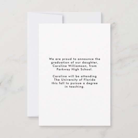 トレンディースモダンクリプト写真の卒業発表 サンキューカード (裏面)