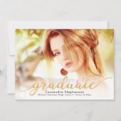 トレンディースモダンクリプト金ゴールド写真の卒業 招待状 (正面)