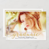 トレンディースモダンクリプト金ゴールド写真の卒業 招待状 (正面/裏面)