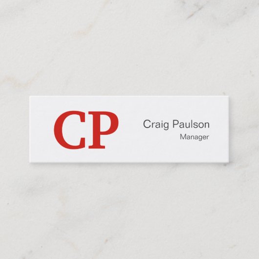 トレンディースリムスタイルレッドホワイトモノグラム名刺 スキニー名刺 (正面)