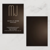 トレンディーセピア茶色プロフェッショナルモノグラム 名刺 (正面/裏面)