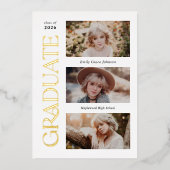 トレンディーセリフ複数写真の卒業 箔招待状 (正面)