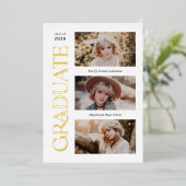 トレンディーセリフ複数写真の卒業 箔招待状 (立ち正面)