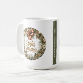 トレンディーセージ緑とフェイク金ゴールド白ポインセチア コーヒーマグカップ (正面左)