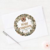 トレンディーセージ緑と金ゴールドフェイクテラコッタ ラウンドシール (封筒)