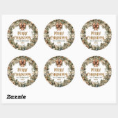 トレンディーセージ緑と金ゴールドフェイクテラコッタ ラウンドシール (シート)