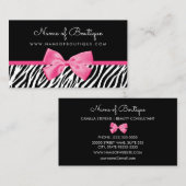 トレンディーゼブラプリントとシックなピンクボウブティック 名刺 (正面/裏面)