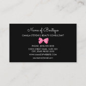 トレンディーゼブラプリントとシックなピンクボウブティック 名刺 (裏面)