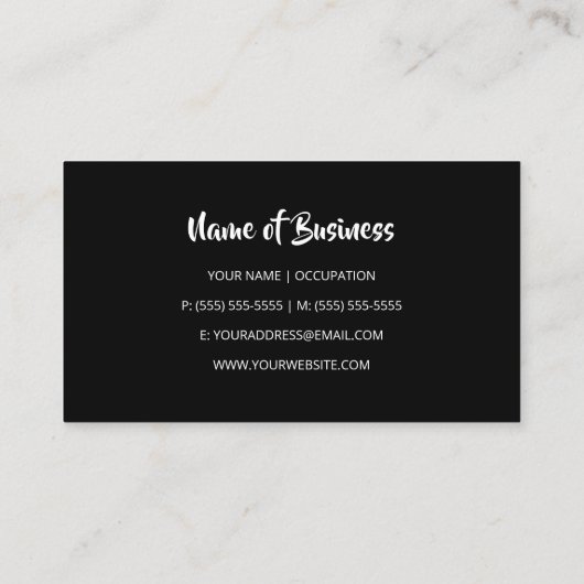 トレンディーゼブラプリントとピンクのガーベラデイジー花 名刺 (裏面)