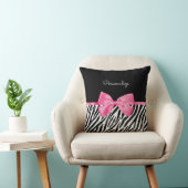 トレンディーゼブラプリントシックなホットピンクボウと名前 クッション (椅子)